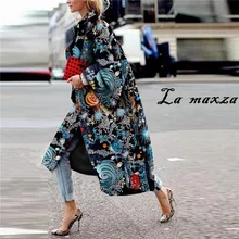 Женское модное повседневное пальто с принтом плюс размер свободная элегантная одежда длинные пальто