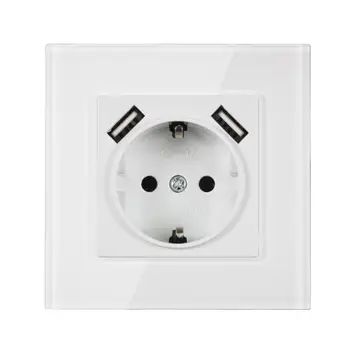 

German standard European standard USB wall socket can charge mobile phones dual USB ports 5V 2A Usb acrylic white