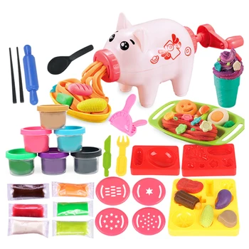 

30pcs Children House Pig Cartoon Gifts Toy Educational Plasticine Mold Kit Pasta Machine DIY Non Toxic Cute Colored Clay Kitchen