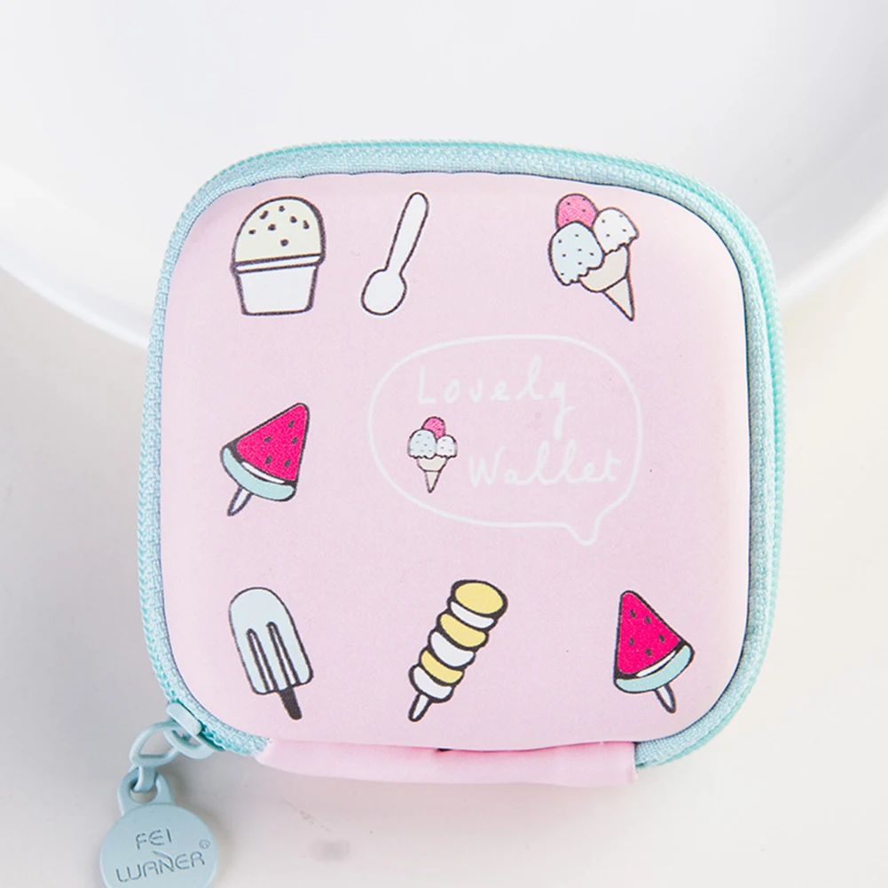 Pink ice cream USB Cable Organizer Earphone Case Storage Carrying Hard Bag Box for Earphone Headphone Earbuds Memory Card for Headphone - Цвет: Pink ice cream