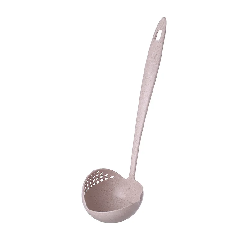 

Wheat Straw SpoonColander,Two-in-one Plastic Large Spoon With Long Handle