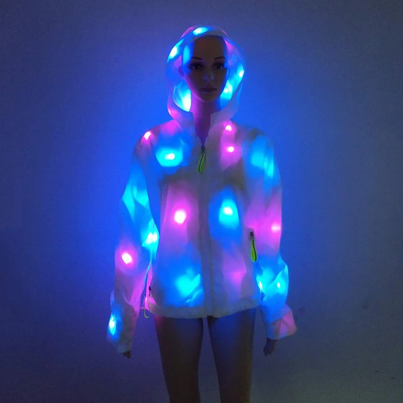 Chaqueta con iluminación Led, abrigo de ropa fluorescente reflectante para club nocturno, Disfraces de Halloween, trajes de escenario femeninos|chaquetas básicas| AliExpress
