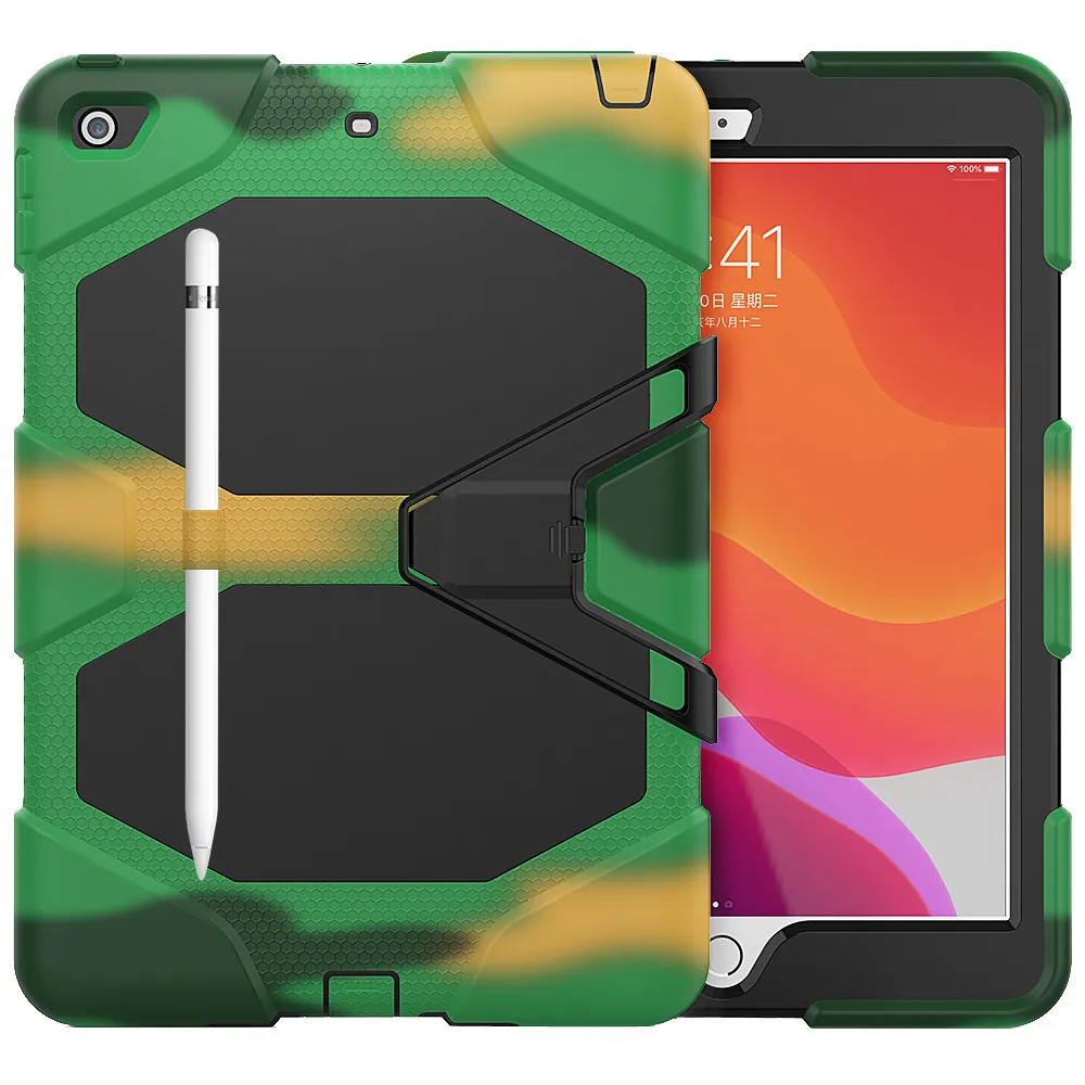 Camouflage 20% Чехол-подставка, Встроенный протектор экрана для iPad 7th Gen 10,2, ударопрочный и устойчивый к падению плоский защитный чехол - Цвет: Camouflage