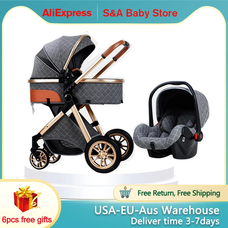 Быстрая и бесплатная доставка Детская коляска с высокой - Цена: 16 846,22 - 20 576,64 руб.