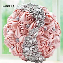 Weztez китайский стиль Красные Свадебные букеты для Свадебный сатиновый лента со стразами Искусственные цветы аксессуары SPH208