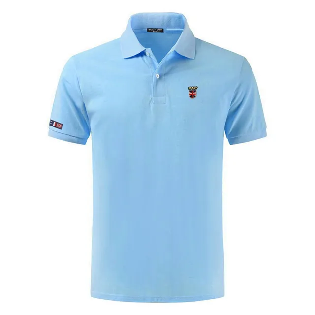 100% Cotton Top Quality 2022 Summer New Men's Polos Shirts Plus Size XS-5XL Solid Color Short Sleeve Polos Homme Lapel Male Tops Lake blue