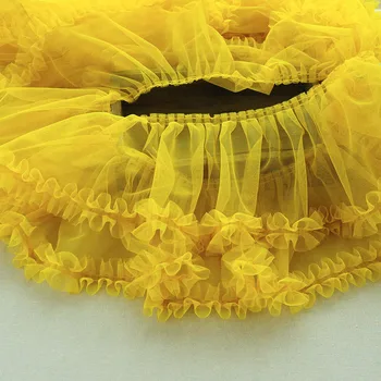 

1M Pleated Yellow Lace Fabric 15cm Ribbon Sewing Trim Guipure Craft Supplies Lace For Dress Decoration encajes para costura QY19