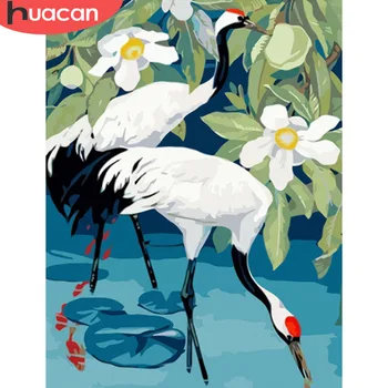 

HUACAN Painting By Numbers Animal Kits Drawing Canvas HandPainted Crane Picture DIY Art Home Decoration Gift