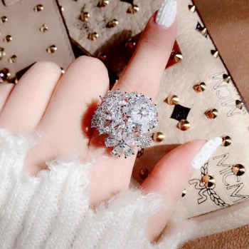 

New Luxury AAA Cubic Zirconia Elegant Bowknot Wedding Open Rings Women Bridal Engagement Free Shipping Wholesale CRP231E