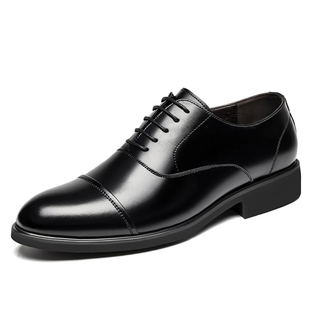 

Men's Elevator Shoes 2" Taller Lace Up Faux Leather Formal Oxford Dress Footwear Removable Invisible Height Increasing Insole