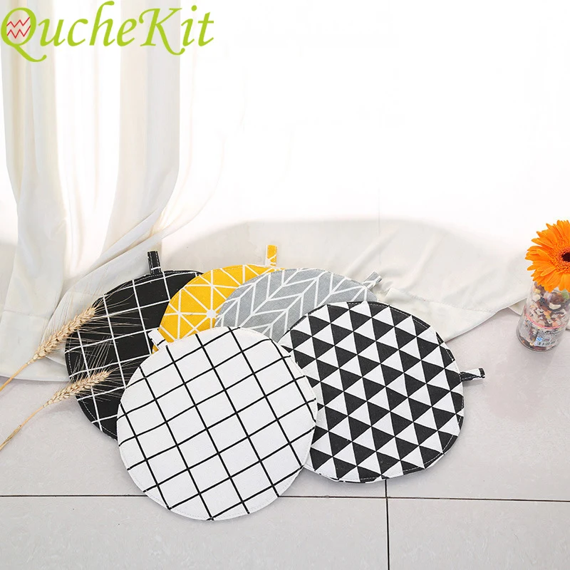 

Nordic Round Cotton Linen Table Mat Anti-skid Heat Insulation Pot Holder Home Decor Kitchen Accessories Table Cloth Pad Washable