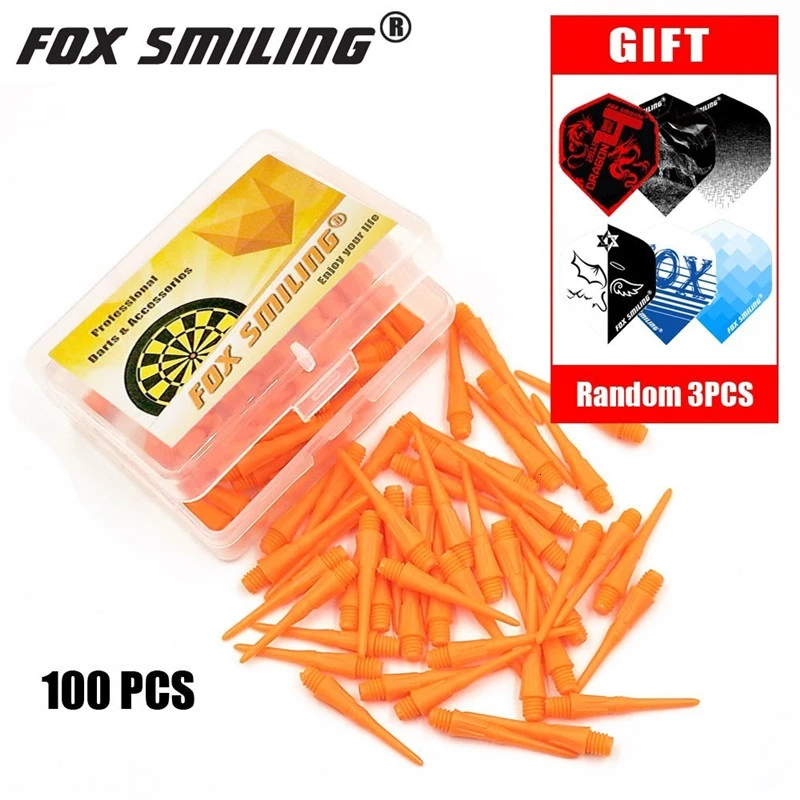 Fox Smiling 100 шт электронные безопасные мягкие наконечники для профессиональной Дротика 25 мм 2BA 5 цветов с Чехол посылка