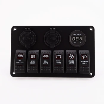 

6 Gang Waterproof Car Marine Boat Circuit Red LED Rocker Switch Panel