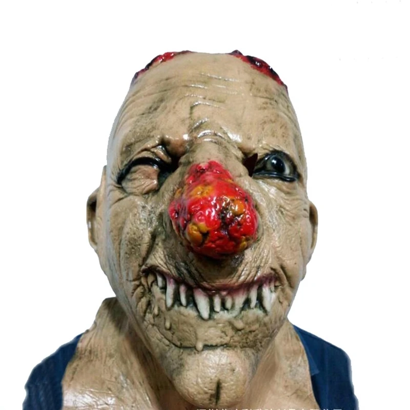 2019 Halloween Mask Scary Clown Latex Full Face Big Mouth Red Hair Nose Cosplay halloween Horror masquerade mask Ghost Party |