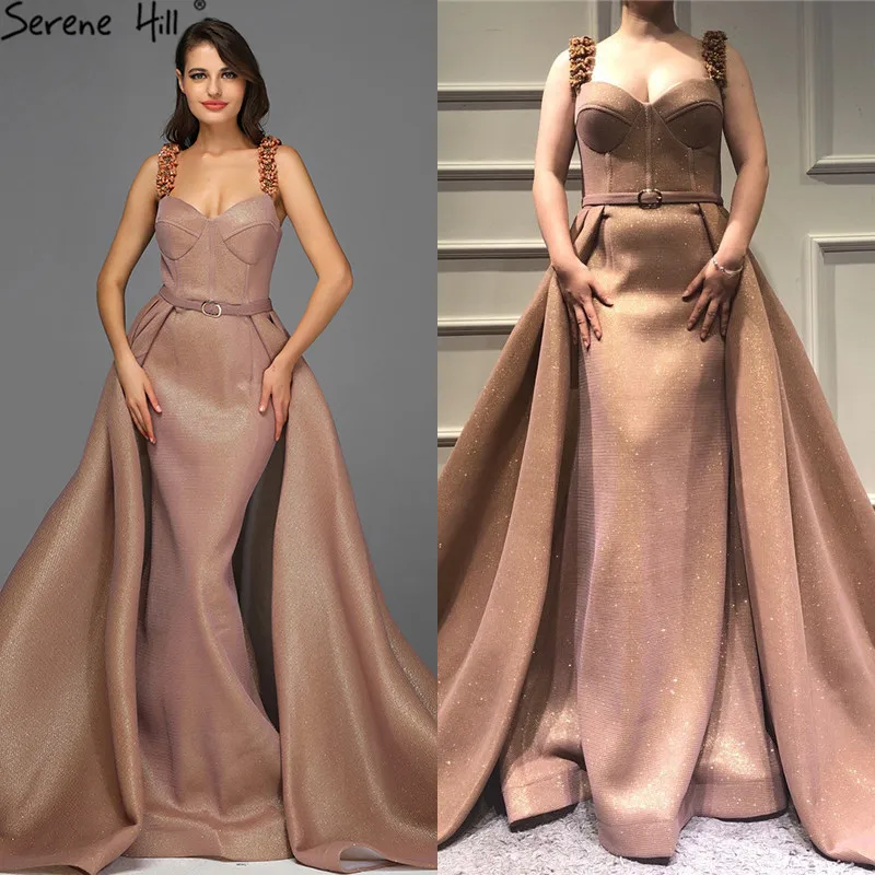 Новейший дизайн золотых Платьев без Рукавов Дубаи Милые простые модные вечерние платья Длинные Serene Хилл LA60773
