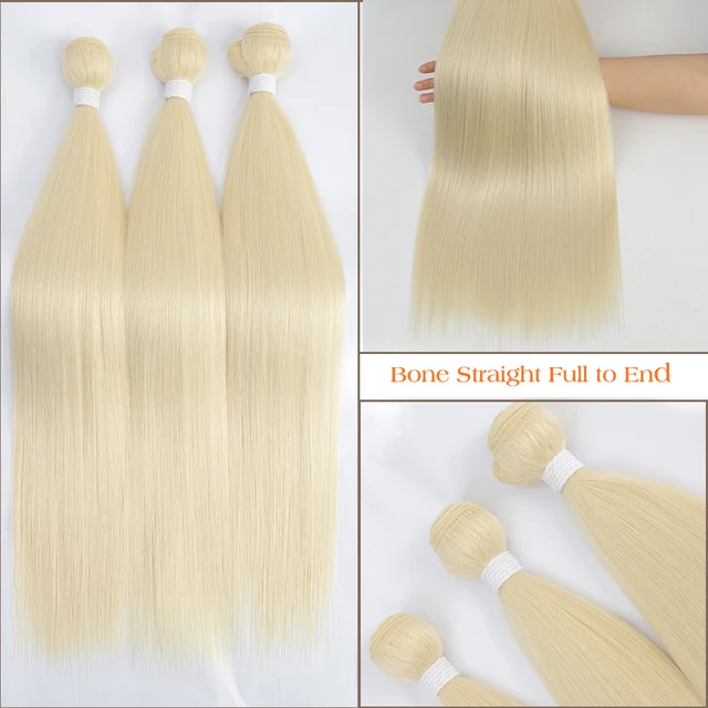 Bone Straight Hair Bundles Extensions Ombre Hair Bundles 28-36Inch Super Long Hair Synthetic Straight Hair Full to End 613