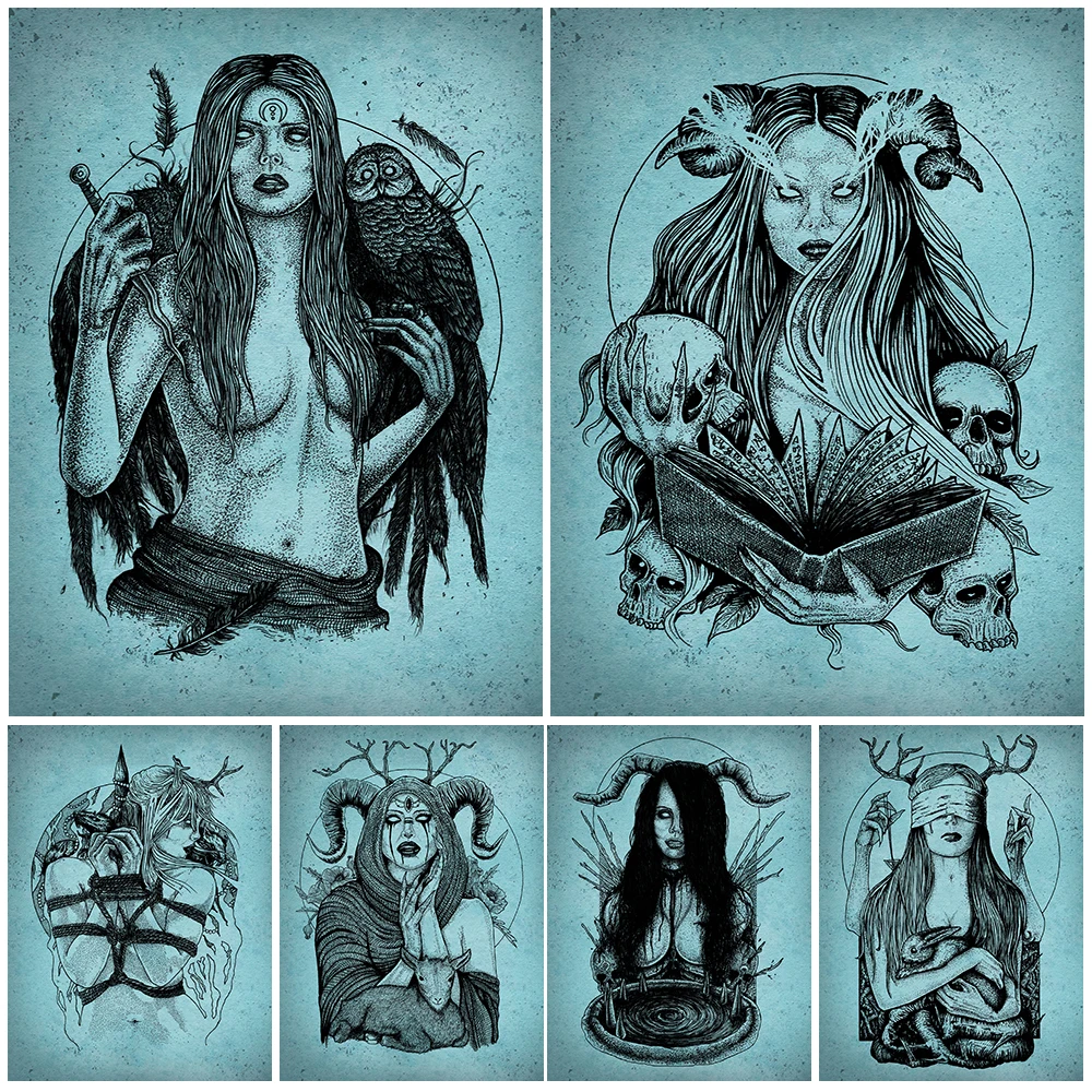 

Jungle Witch Wall Art Vintage Demon Witch Art Canvas Painting Witchcraft Magic Posters And Prints For Living Room Decoration