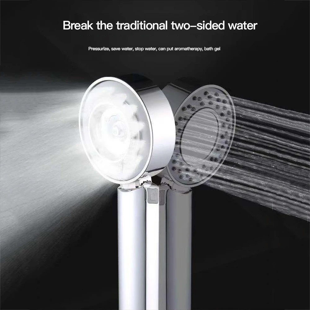 Double-sided spray booster shower plating 2-way nozzle 3 adjustable modes bath