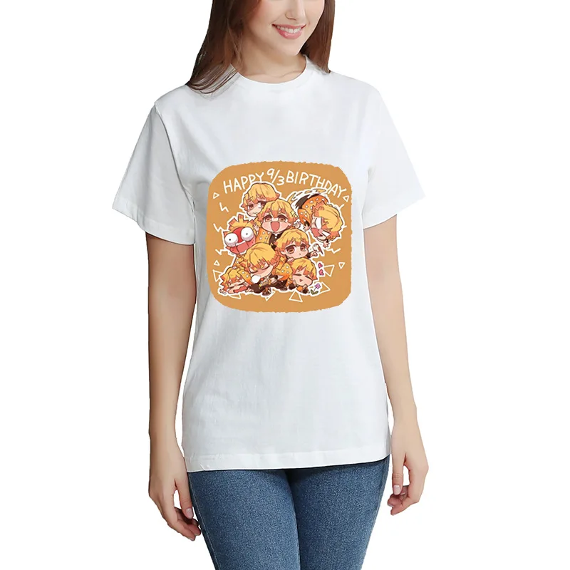 Kimetsu No Yaiba T-shirt Short Sleeve Men's And  Women's Tees Tops Kids Demon Slayer Oversized T Shirt DIY Photo Log Customized