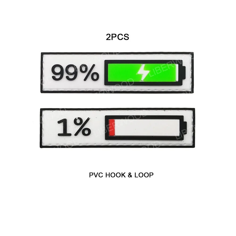 1 пара забавных Батарея 99% 1% процентное соотношение 1 99 процентов полный пустой Мощность патч аппликации с помощью утюга ПВХ резиновые патч знак для одежды - Цвет: PVC