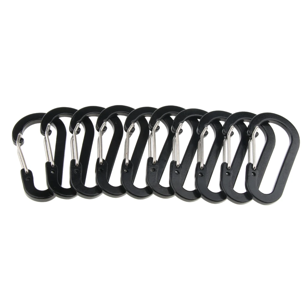 25 PCS S Carabiner Keyring Clip Black Dual Spring Keychain Clip with 2 Opening Snap Hook S Shape Double Clip Hook Metal Buckle for Home Outdoor Hiking Fishing Camping Travel 