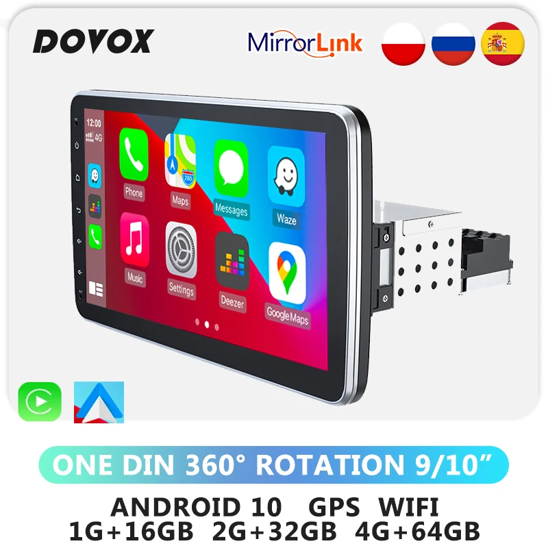 Автомагнитола DOVOX 1Din GPS 10 дюймов Поворот 360 ° сенсорный экран IPS | Автомобили и