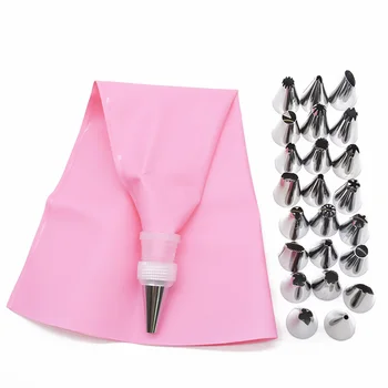 

1Set DIY Cake Decorating Tips Silicone Icing Piping Cream Pastry Bag Stainless Steel Nozzle Fondant Pastry Tools Kitchen Accesso