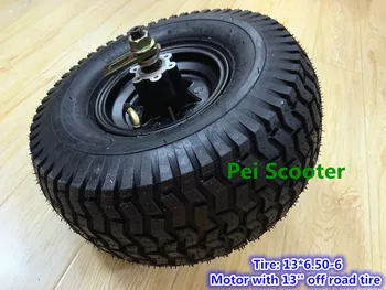 

13 inch 13X6.50-6 wide off road tyre double axle brushless gearless dc scooter hub wheel motor can fit disc brake phub-167N