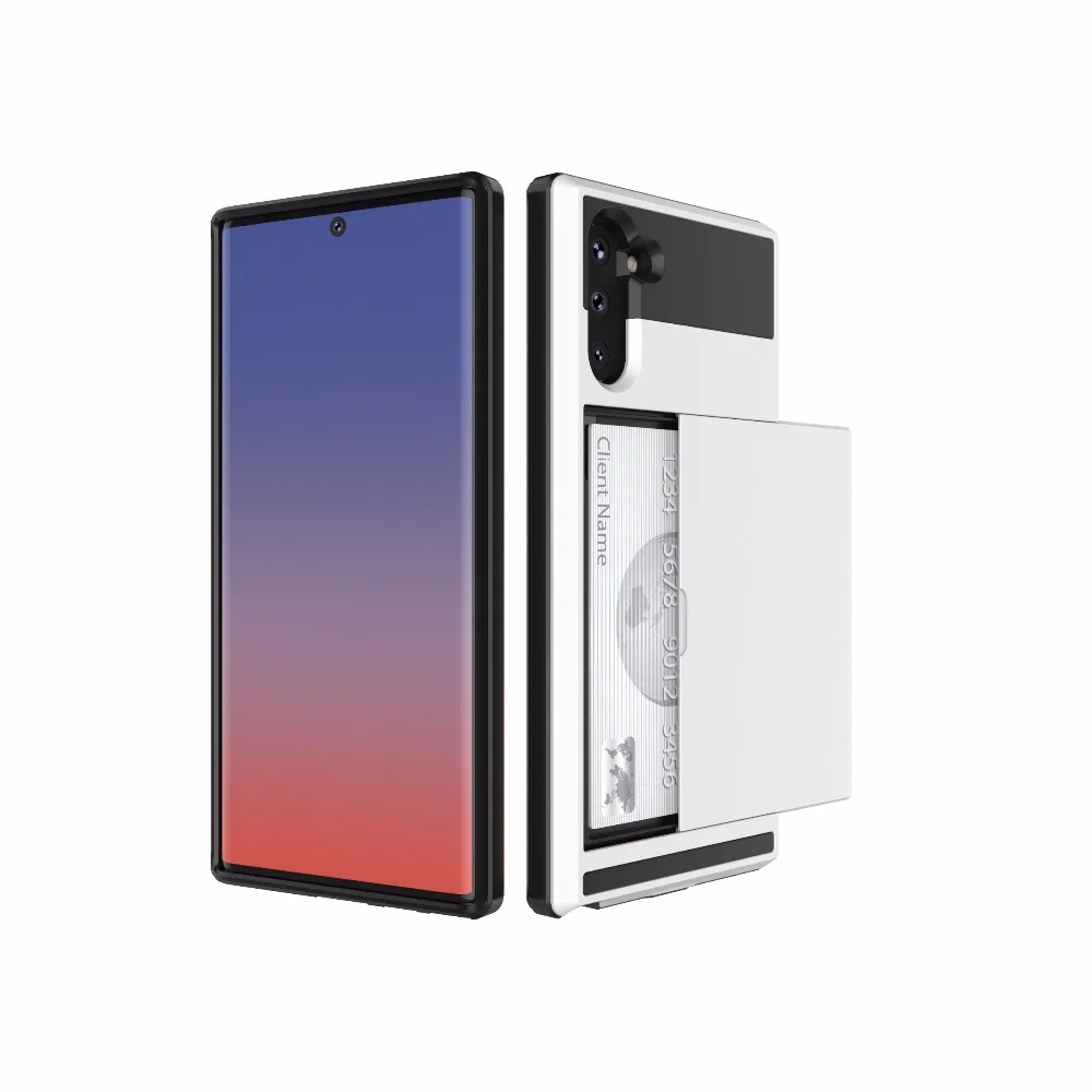 20pcs/lot Slide Card TPU+PC housing plastic cover case for samsung galaxy Note 8 9 10 10 Plus protective case cover