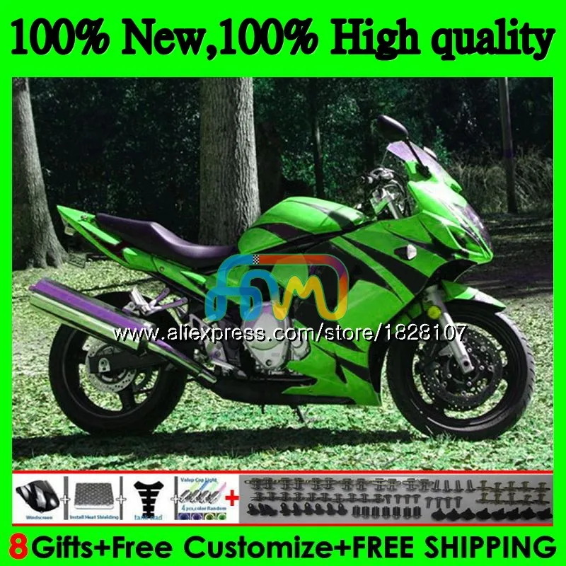 650 комплект для SUZUKI GSXF 650 GSX650F 08 09, 10, 11, 12, 13, 14, 45BS. 125 GSXF650 2008 2009 2010 2011 2012 2013 зеленый пламя обтекатель