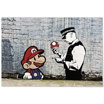 

Panorama Canvas Banksy Graffiti Super Mario Bros - Printed on Canvas - Banksy Canvas - Wall Art Print Picture - Modern Art Print for Walls - Banksy Decoration