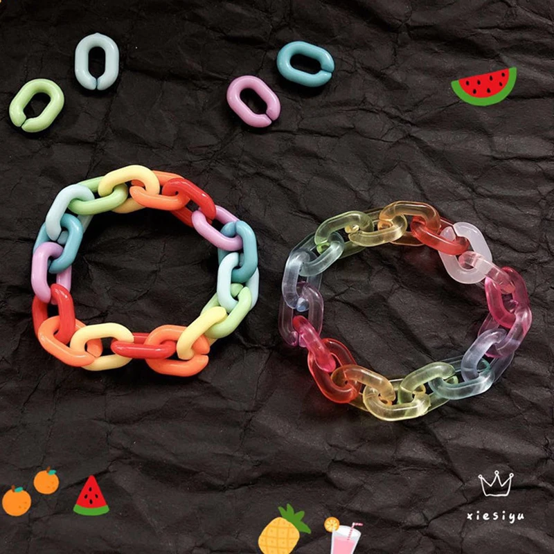 Акриловые радужные браслеты для женщин и девочек Harajuku Judi хип-хоп ювелирные изделия массивные браслеты на цепочке вечерние аксессуары для ночного клуба