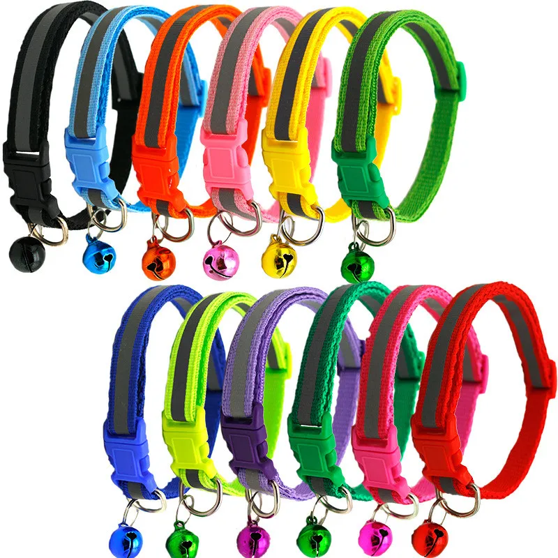 

Adjustable Cat Collars Pet Puppy Collars with Bells Nylon Charm Necklace Collar for Little Dogs Cat Collars Pet Supplies