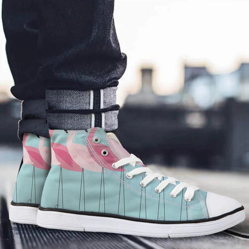 WHEREISART/Женская парусиновая обувь Фламинго розовые с рисунками тонкие птицы