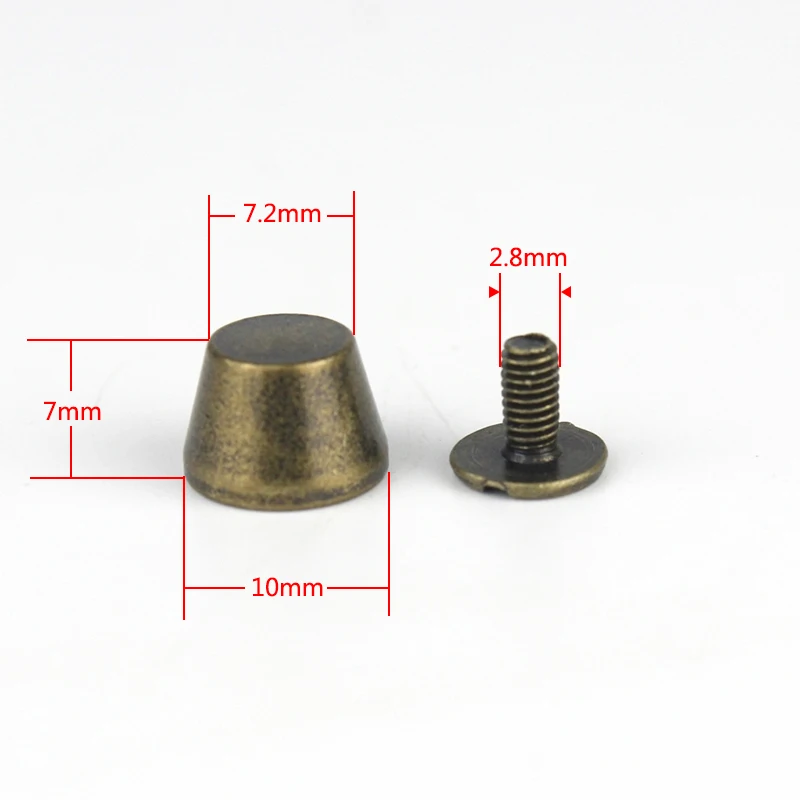 Handbag Bottom Protecting Feet Nail 4pcs 10 x 7mm Bucket Shape Flat Studs Screw Back Spikes Rivets Leather Craft Bag Purse Decor metal rivets copper rivets metal studs leather rivets pearl rivets
