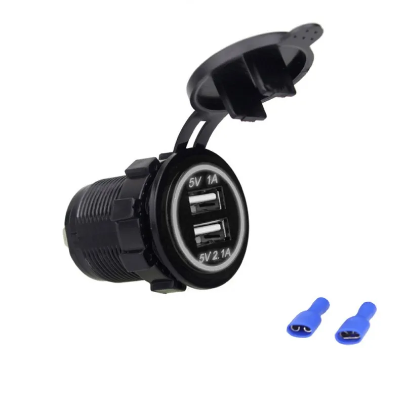 12 V-24 V 3.1A двойной USB зарядное устройство для мотоцикла Авто Грузовик ATV Лодка светодиодный двойной USB разъем крепление зарядное устройство адаптер питания - Название цвета: Белый