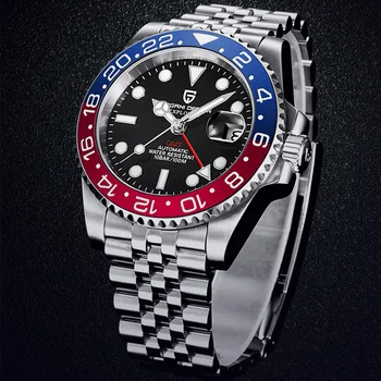 

PAGANI DESIGN New Men GMT Business Watches Luxury Men Sapphire Stainless Steel Automatic Mechanical Waterproof 100M Watch Clock