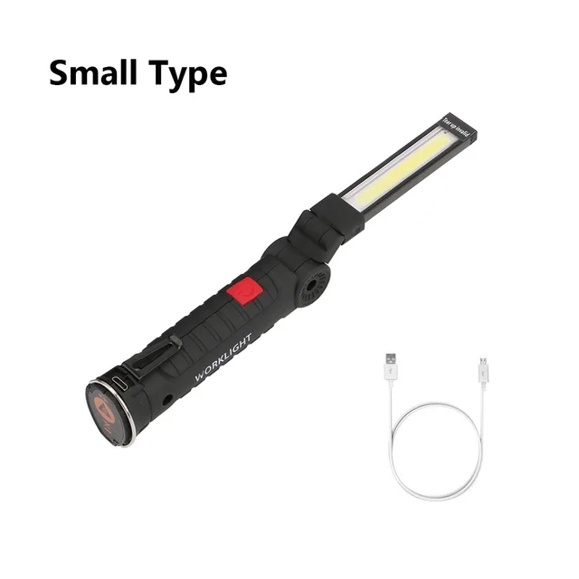 COB LED Tactical Flashlight USB Rechargeable Torch Waterproof Work Light Magnetic Lanterna Hanging Lamp For Night Lighting Small Type