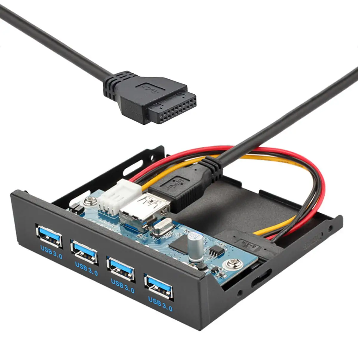 

Cablecc USB 3,0 HUB 4 порта Передняя панель для материнской платы 20-контактный Соединительный кабель для 3,5-дюймового отсека флоппи