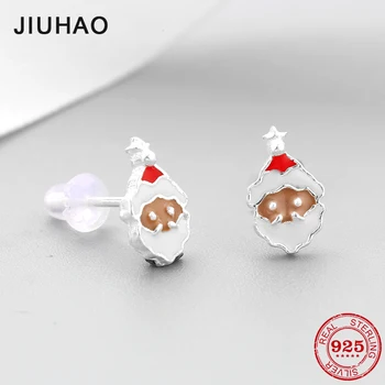 

High quality 925 Sterling Silver Christmas jewelry Happiness Enamel Studs Earrings women Fashion Gift 2018