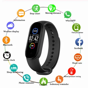 

M5 Smarth watch Sport Fitness Tracker Pedometer Heart Rate Blood Pressure Monitor Bluetooth M5 Band Smart Bracelet Men Women