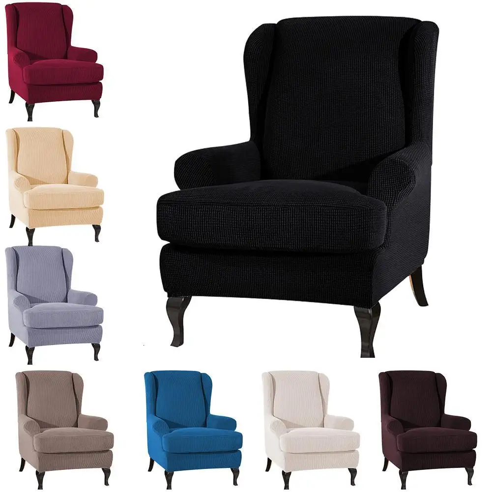 

Waterproof Sloping Arm King Back Chair Cover Elastic Armchair Wingback Wing Sofa Back Chair Cover Stretch Protector SlipCover