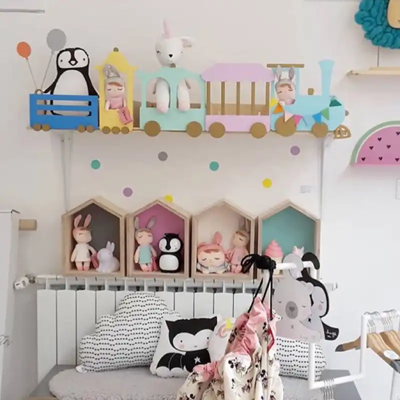 wooden train shelf