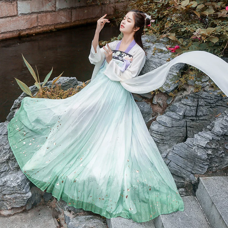 Зеленый Hanfu для женщин вышивка танцевальные костюмы народный фестиваль наряд восточное платье феи певцы сценическая одежда DC2692