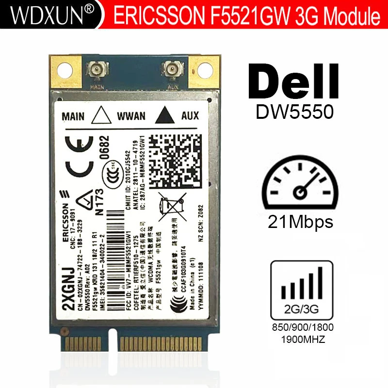 Unlocked DW5550 F5521gw Ericsson Wireless 3G Mini PCIE Card for Dell