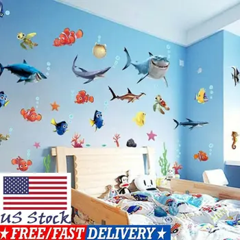 

USA Finding Nemo Shark Fish Bathroom Mural Wall Sticker Decals Decor Kids Fun Wall Stickers