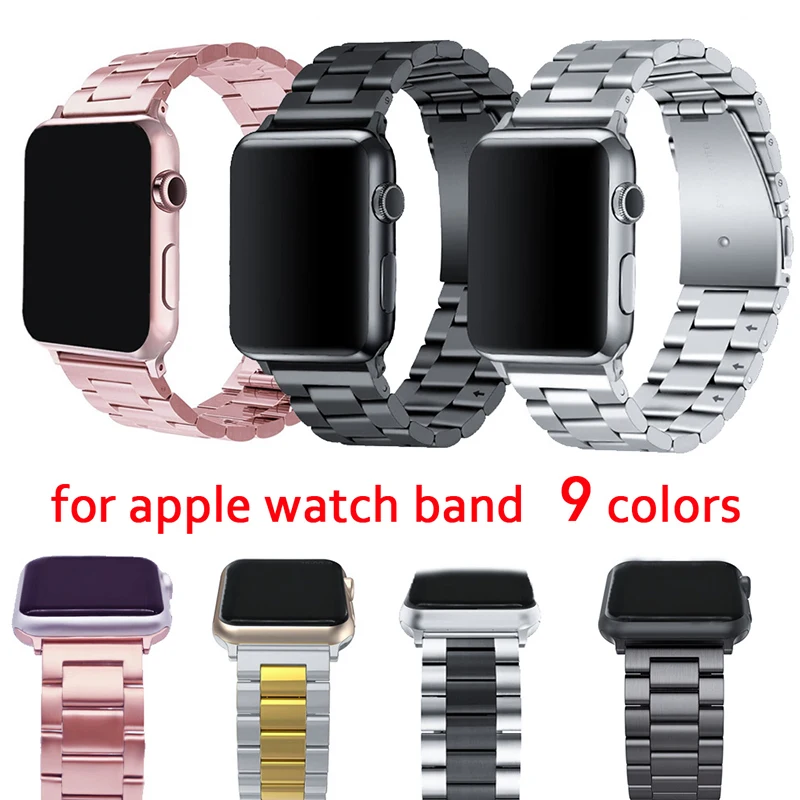 Stainless Steel Strap Wrist Band Replacement with Durable Metal Clasp for Apple Watch series 5 4 1