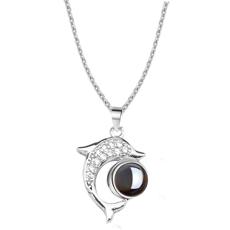Sliver As Picture RJ Горячая Мода 100 языков I love you Проецирование талисманы ожерелья кулон День святого Валентина подарки леди дропшиппинг ожерелье - Окраска металла: Sliver As Picture