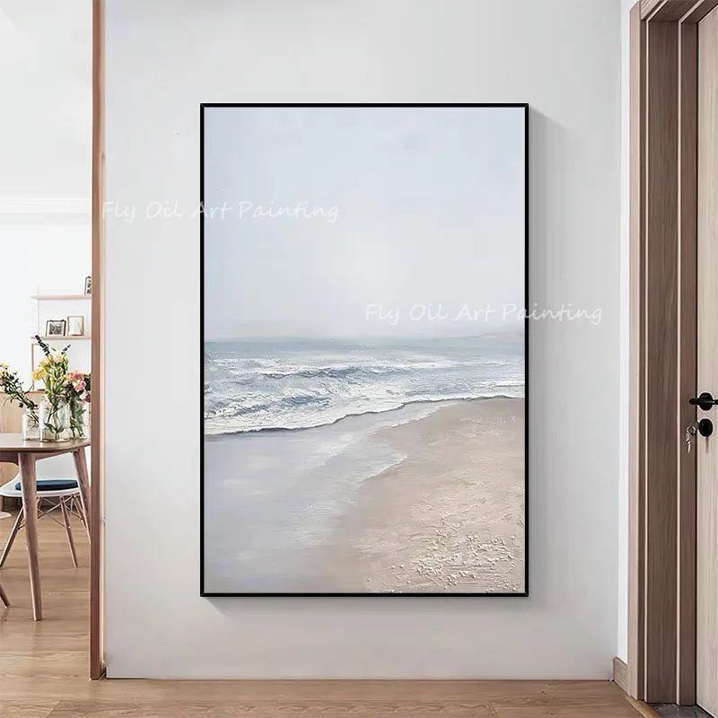 

100% настенные картины ручной работы с простым морским пейзажем маслом, искусство на стену, художественное оформление для комнаты для чтения Gfit