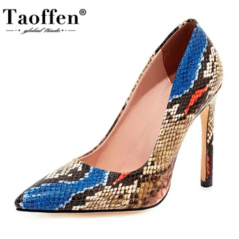 

Taoffen Size 34-43 New Women Pumps Sexy High Heel Shoes Women's Snakeskin Party Wedding Shoes Office Lady Fashion Footwear